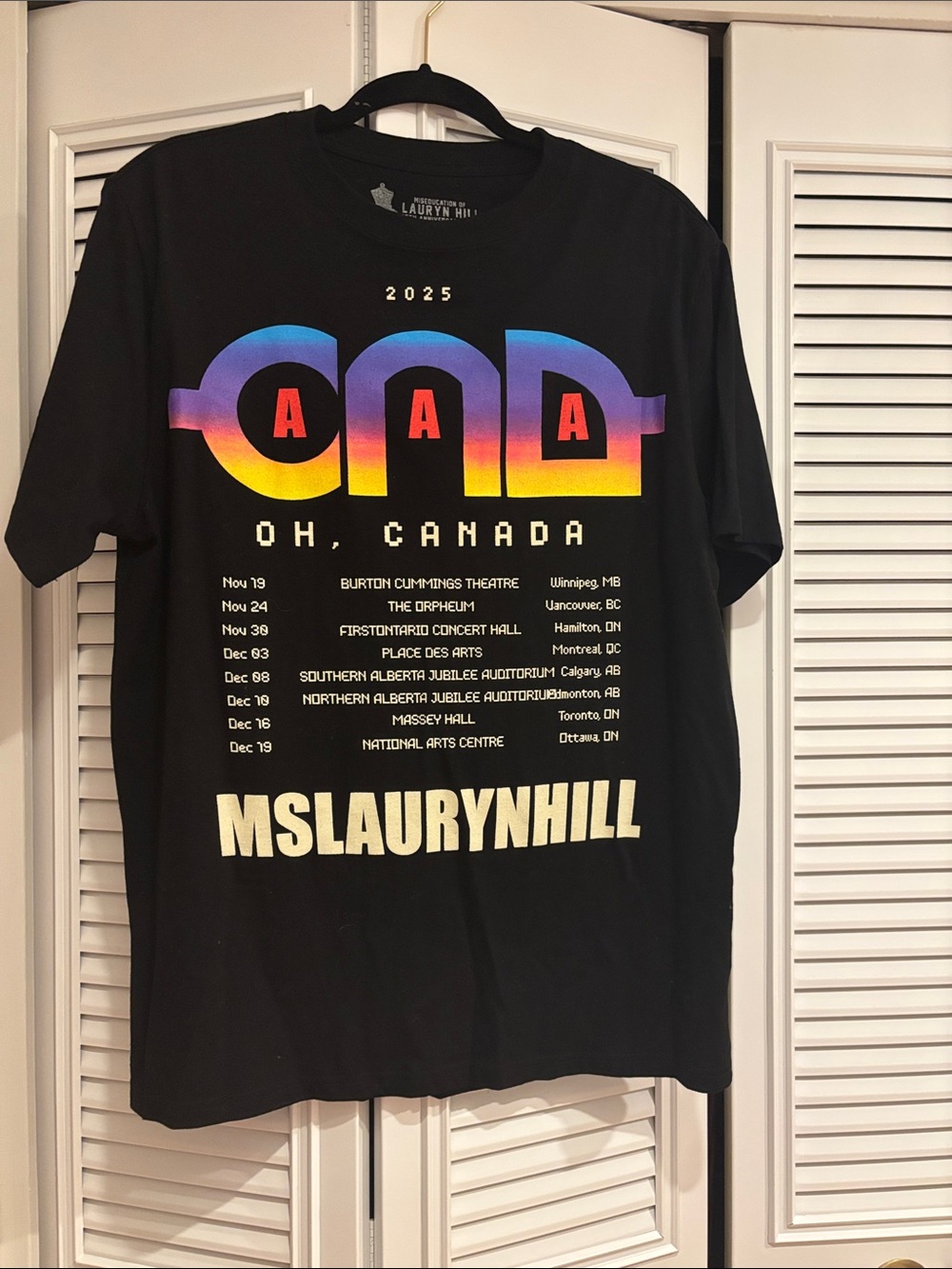 Lauryn Hill Oh, Canada Tour Black Graphic Concert T-Shirt